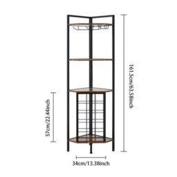 Corner Standing Wine Rack Glass Holder Bottles Glass Home Bar Countertop Storage - thumbnail 2