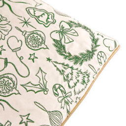 furn. Furn Merry Christmas Embroidered Velvet Polyester Filled Cushion, Ecru/dark Green, 45 X 45 Cm - thumbnail 4