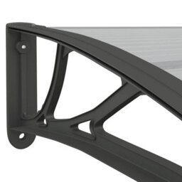Vidaxl Door Canopy Black And Transparent 350X75 Cm Polycarbonate - thumbnail 6