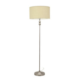 Valuelights Maggie Brushed Chrome Candlestick Floor Lamp With Natural Shade With Led Bulb - thumbnail 2