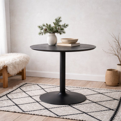 Wyld Haus Aars Small Black Marble-Effect Round Bar Table Trumpet Base 800mm - image 1