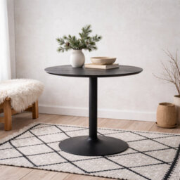 Wyld Haus Aars Small Black Marble-Effect Round Bar Table Trumpet Base 800mm - thumbnail 1