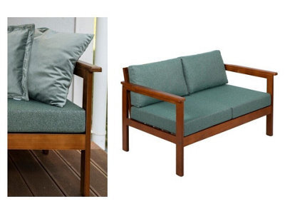 Impact Furniture 2 Seater Garden Sofa Wooden Garden Furniture Sofa Deep Comfy Green Cushions Cozy - image 1