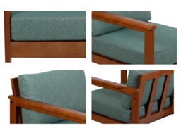 Impact Furniture 2 Seater Garden Sofa Wooden Garden Furniture Sofa Deep Comfy Green Cushions Cozy - thumbnail 2