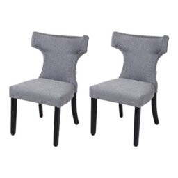 Darphe Modern Linen Dining Chairs Set Of 2 Upholstered Kitchen Chairs With Wooden Legs, Grey - thumbnail 1