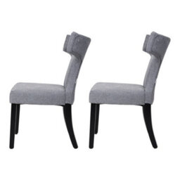 Darphe Modern Linen Dining Chairs Set Of 2 Upholstered Kitchen Chairs With Wooden Legs, Grey - thumbnail 3