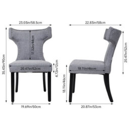 Darphe Modern Linen Dining Chairs Set Of 2 Upholstered Kitchen Chairs With Wooden Legs, Grey - thumbnail 8