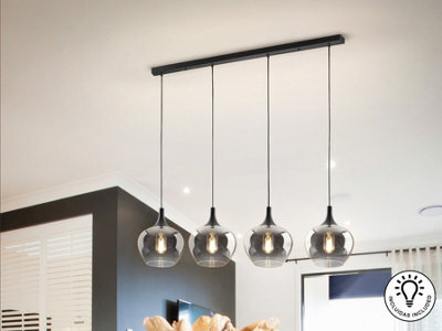 Luminosa Lighting Luminosa Opaz Bar Pendant Ceiling Light Black, Smoke 4Xe27 - Uk Stock - image 1