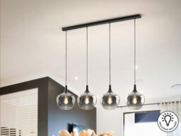 Luminosa Lighting Luminosa Opaz Bar Pendant Ceiling Light Black, Smoke 4Xe27 - Uk Stock - thumbnail 1