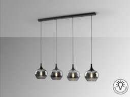 Luminosa Lighting Luminosa Opaz Bar Pendant Ceiling Light Black, Smoke 4Xe27 - Uk Stock - thumbnail 5