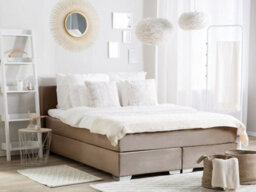 Beliani Divan Bed Velvet Consul 160 X 200 Cm (Eu King Size) Light Beige - thumbnail 2
