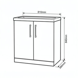 Balterley Bramshall Contemporary Bathroom Floor Standing 2-Door Vanity Unit & Mid-Edge Basin, Bleached Oak, 800mm - thumbnail 2