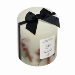 French Connection Vanilla Orchid Real Dried Botanicals Infused Scented Pillar Candle, Vegetable Wax Blend Long-Lasting - thumbnail 3