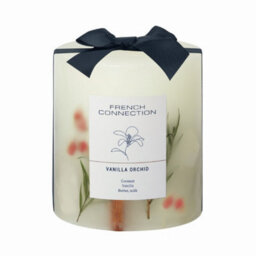 French Connection Vanilla Orchid Real Dried Botanicals Infused Scented Pillar Candle, Vegetable Wax Blend Long-Lasting - thumbnail 2