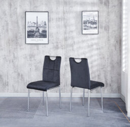 Modernique Compact 120 Cm Black Dining Table With 4 Black Velvet Dining Chairs Set - thumbnail 2