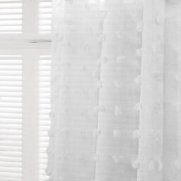 "OHS Textured Voile Net Curtains Pair 2 Window Panels Slot Top Set 55"", White" - thumbnail 3