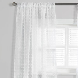 "OHS Textured Voile Net Curtains Pair 2 Window Panels Slot Top Set 55"", White" - thumbnail 2