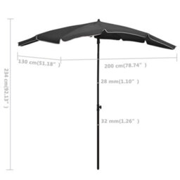 Berkfield Garden Parasol With Pole 200X130 Cm Anthracite - thumbnail 6