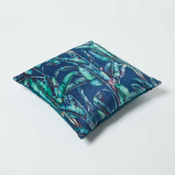 Homescapes Navy Tropical Banana Leaf Velvet Cushion 46 X 46 Cm - thumbnail 5