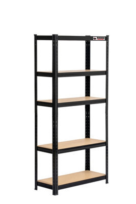 Rhino Racking 150 X 75 X 30Cm - Black - 5 Tier Boltless Heavy Duty Garage Shelving Unit - 1000Kg Load Weight - image 1