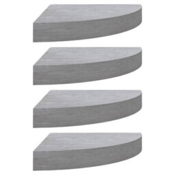 Berkfield Wall Corner Shelves 4 Pcs Concrete Grey 35X35X3.8 Cm Mdf - thumbnail 2