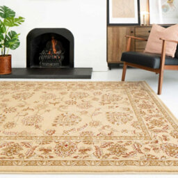 Loomed Gold Cream Classical Oriental Floral Medallion Runner Rug 60Cm X 240Cm - thumbnail 1