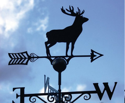 Poppy Forge Stag Weathervane - Solid Steel - W61 X H88 Cm - Powder Coated Black - image 1