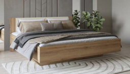 Arte Luxurious Vertina 32 Bed Frame Eu Super King 1840mm X 860mm X 2050mm In Oak & Beige - Spacious Comfort - thumbnail 3