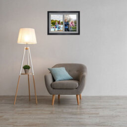 AK Frames 20X14 Black Modern Multi Photo Frame With Mid Grey Mount - Holds 2 Apertures (2X) A4 Photos - thumbnail 3