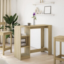 Berkfield Bar Table With Shelf Sonoma Oak 124X46X103.5 Cm Engineered Wood - thumbnail 3