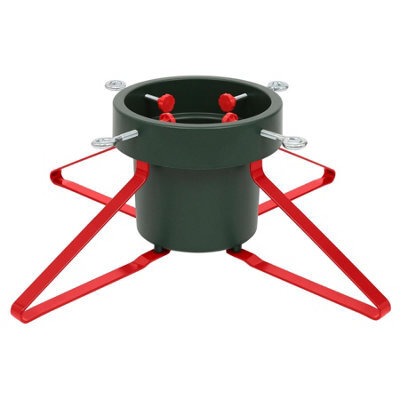 Harbour Housewares Classic Real Christmas Tree Stand - 5.5In Green/red - Adjustable Metal Live Xmas Tree Holder With Water Holder - image 1