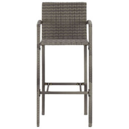 Berkfield 5 Piece Garden Bar Set Grey Solid Wood Acacia And Poly Rattan - thumbnail 6