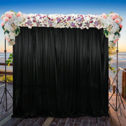 Neel Blue 3X3 M Ice Silk Backdrop Curtain Photography Scenery For Christmas Events Decor, Black - thumbnail 7