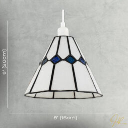Happy Homewares White Glass Tiffany Pendant Light Shade With Midnight Blue Diamonds - thumbnail 7