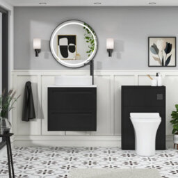 Royal Bathrooms Royal Bathroom Elmore 600mm Matt Nocturne Black Wall Mounted Bathroom Vanity Unit 2 Drawer Plain White Worktop With Lyon Basin - thumbnail 5