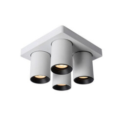 Lucide Nigel Modern Ceiling Spotlight - Led Dim To Warm - Gu10 - 4X5W 2200K/3000K - White - thumbnail 1