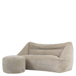 Icon Cecilia Jumbo Cord Sofa Bean Bag And Round Footstool, Stone - thumbnail 3