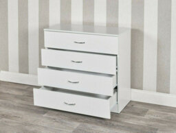 Urbnliving Height 73Cm 4 Drawer Wooden Bedroom Chest Cabinet White Carcass And White Drawers Modern Wide Storage Cupboard Closet - thumbnail 3