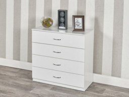 Urbnliving Height 73Cm 4 Drawer Wooden Bedroom Chest Cabinet White Carcass And White Drawers Modern Wide Storage Cupboard Closet - thumbnail 2