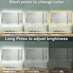 AVER-GROWTH Led Bathroom Mirror With Bluetooth 3 Colour Lights Anti-Fog Touch/wall Switch Vertical/horizontal Brightness Memory 1000X600mm - thumbnail 4