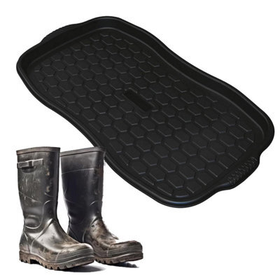 Pluto Packaging 1 X Multipurpose Versatile Black Shoe Tray Non-Slip Organiser For Home Garden & Shed - image 1