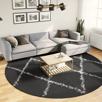 Walplus Shaggy Rug Pamplona High Pile Modern Black And Cream 280 Cm - image 1