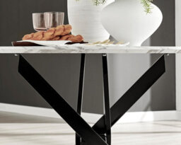 Furniturebox Uk Novara White Marble Black Leg Round Dining Table & 4 Grey Corona Black Leg Chairs - thumbnail 6