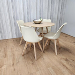 Kosy Koala Dining Table And 4 Chairs Round Wood Effect 4 Cream Plastic Chairs Dining Set - thumbnail 3
