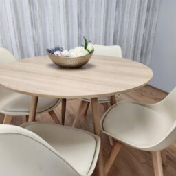 Kosy Koala Dining Table And 4 Chairs Round Wood Effect 4 Cream Plastic Chairs Dining Set - thumbnail 4