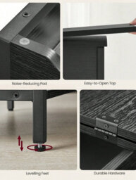 LEDREM Slim Side Table With Charging Station, Narrow Bedside Table With Storage, End Table With Usb Ports, Outlets, Fabric Bags - thumbnail 7