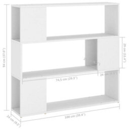 Berkfield Book Cabinet Room Divider White 100X24X94 Cm - thumbnail 7