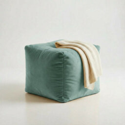 Kosi Atelier Kosiatelier Bean Bag Velvet Footstool Ottomona Cube Pouf Chair Pouffe, Polystyrene Beads Filled - Duck Egg, 55Cm X 55Cm X 55Cm - thumbnail 2