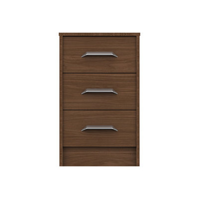 Hazlemere 3 Drawer Bedside Chest - Walnut On Express Delivery And Ready Assembled - image 1