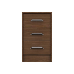Hazlemere 3 Drawer Bedside Chest - Walnut On Express Delivery And Ready Assembled - thumbnail 1